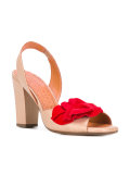 red ruffle sandals