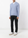 textured V-neck sweater 