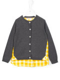 contrast checked panel cardigan