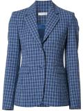 button up checked blazer