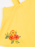 floral embroidered asymmetric sleeve top