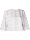 woven print cropped blouse