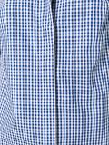 checked collarless shirt
