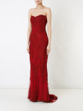strapless embroidered gown