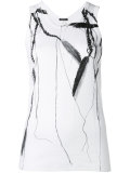 feather and bead print tank