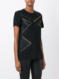 studded contrast panel T-shirt
