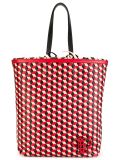 geometric pattern frilled shoulder bag