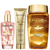 Kérastase Elixir Ultime Huile Lavante Bain 250ml, Crème Fine 150ml and Coloured Hair Oil 100ml Bundle