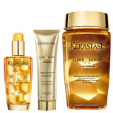 Kérastase Elixir Ultime Huile Lavante Bain 250ml, Crème Fine 150ml and Original Hair Oil 100ml Bundle