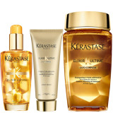 Kérastase Elixir Ultime Huile Lavante Bain 250ml, Elixir Ultime Fondant Conditioner 200ml and Original Hair Oil 100ml Bundle