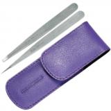 Tweezerman Petite Tweeze Set In Leather Case - Lavender