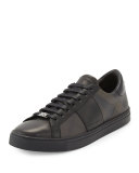 Ritson Men's PVC Check & Leather Low-Top Sneaker, Smoked Chocolate