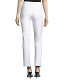 Jennifer Stretch Micro Ottoman Ankle Pants, Bianco