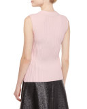 Ribbed Sleeveless Sweater, Pink