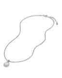 Petite Cerise Pearl Pendant Necklace w/Pave Diamonds