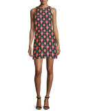 Sleeveless Diamond-Print Sheath Dress, Multi Colors