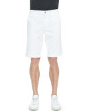 Griffin Flat-Front Cotton Shorts, White