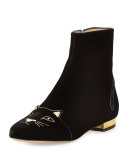 Velvet Puss in Boots Short Boot, Black  