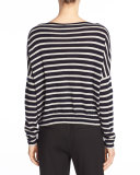 Skinny-Stripe Boat-Neck Merino Wool Sweater