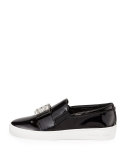 Michelle Faux-Patent Jewel Sneaker, Black
