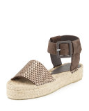 Edina Pyramid-Embossed Espadrille Sandal, Bronze/Taupe