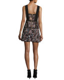 Floral Jacquard Sleeveless Mini Dress, Multi