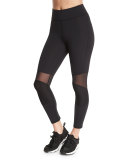 Ballistic Mesh-Panel Ribbed Sport Leggings