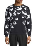 Bird-Print Crew-Neck Sweatshirt