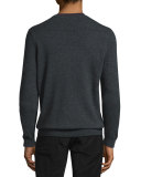 Cashmere V-Neck Sweater, Heather Shadow