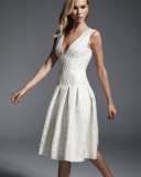 Sleeveless V-Neck Pleated Cocktail Dress 