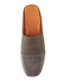 Iso Stretch-Panel Leather Mule, Concrete