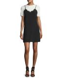 Kinney Short-Sleeve Slip Dress, Black/White