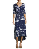 Drifter Paisley Button-Front Maxi Dress, Indigo