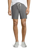 Heather Knit Twill Shorts, Gray