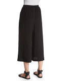 Flare-Leg Cropped Trousers, Black
