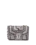 Hava Snake Patchwork Chain Shoulder Bag, Black/White