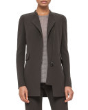 Asymmetric Zip-Front Long Jacket, Turtle