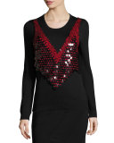 Powell Sequined-Harness Sweater, Black