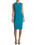 Sleeveless Wool Sheath Dress, Bay