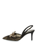 Pearly 75mm Slingback Pump, Black