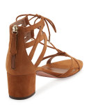Beverly Hills Suede Lace-Up Sandal, Brown