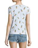 Robin Cap-Sleeve Embellished-Pineapple Tee, Multicolor