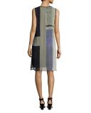 Go Get Layered Mondrian-Print Silk Shift Dress