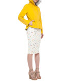 Boulder-Print Midi Pencil Skirt, Cream