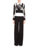 Cero Check Zip-Front Jacket, Black/White