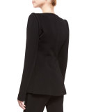 Piped-Shoulder V-Neck Jacket, Black