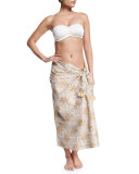 Fern Printed Sarong, White/Natural