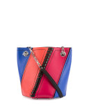 Hex Mini Colorblock Leather Bucket Bag, Memphis Blue/Magenta/Geranium