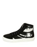 Skeleton-Graphic High-Top Sneaker, Black