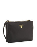 Vitello Diano Double-Zip Crossbody Bag, Black (Nero)